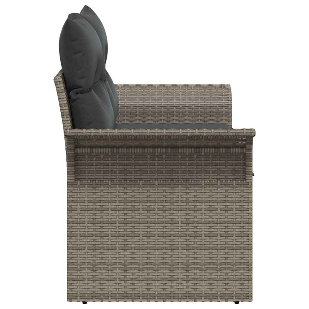 Gartensofa mit Kissen Grau 141 x 62 x 69cm Poly-Rattan